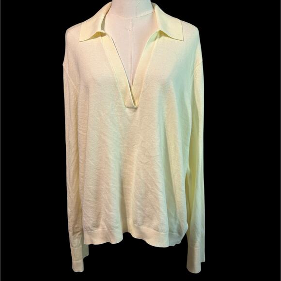 Free Assembly Sweater Pull Over Butter Yellow XXL V Neck Collar Minimalist Boho - Picture 1 of 8